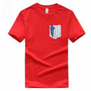 T-shirt manga rouge logo attaque des titans