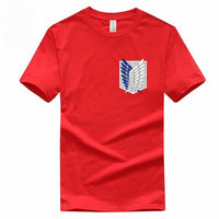 T-shirt manga rouge logo attaque des titans