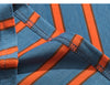 T-Shirt rayé Oversize Streetwear bleu bande orange coutures intérieur