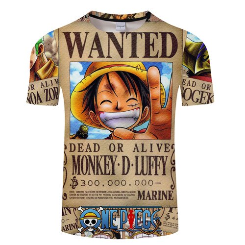 One Piece Luffy Wanted manga t-shirt 