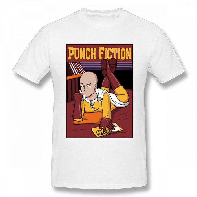 T-shirt manga blanc pulp fiction one punch man