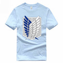 T-shirt manga bleu azur bataillon d'exploration attaque des titans