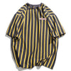 T-Shirt rayé Oversize Streetwear noir bandes jaune