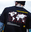 World map t shirt Streetwear noir vue de dos