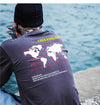 World map t shirt Streetwear gris vue de dos