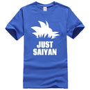 T-Shirt Manga Dragon Ball Z Just Saiyan bleu logo blanc