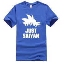 T-Shirt Manga Dragon Ball Z Just Saiyan bleu logo blanc